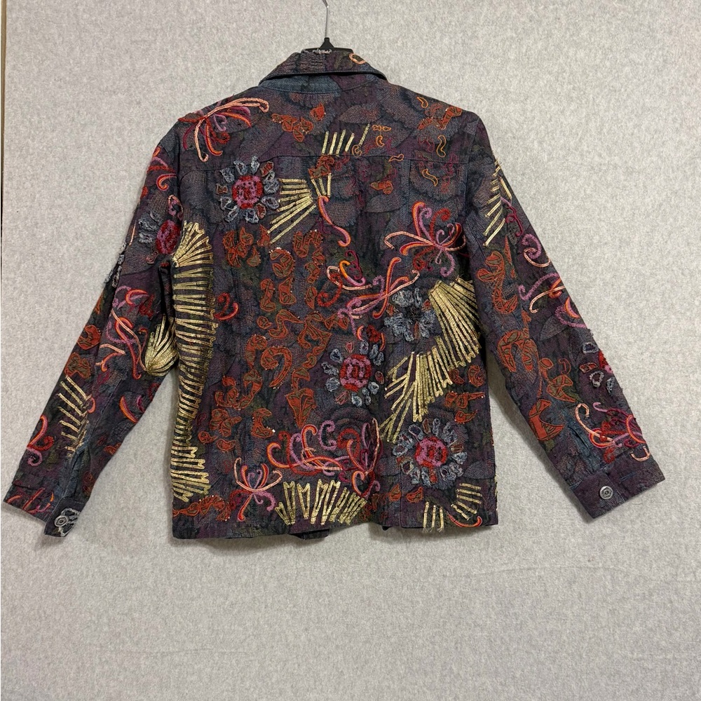 Chico's Colorful Embroidered Denim Jacket - Picture 3 of 7